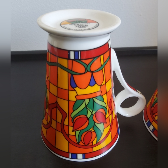 Vintage Art Deco Style Mugs by Wren Fine Bone China England, set of 2 - Picture 5 of 6